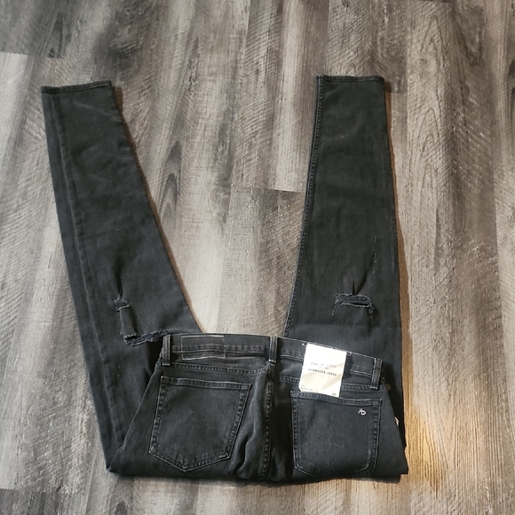 Rag & Bone Black Skinny Jeans with Distressed Knees - Picture 5 of 5